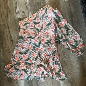 Tropical Floral One-Shoulder Dress